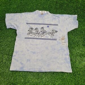 Vintage 1995 Mountain Biker Bicycle Shirt XL 23x26 USA Jester-T Tie-Dye